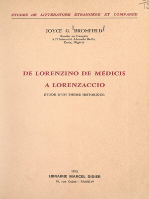 cover image of De Lorenzino de Médicis à Lorenzaccio